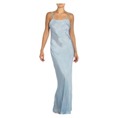 1930S Sky Blue Silk Slip