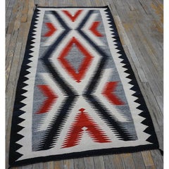 1930s Small Classic Native American Geometric Antique Navajo Flat Weave Rug
