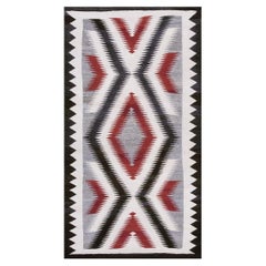 1930s Small Classic Native American Geometric Antique Navajo Flat Weave Rug