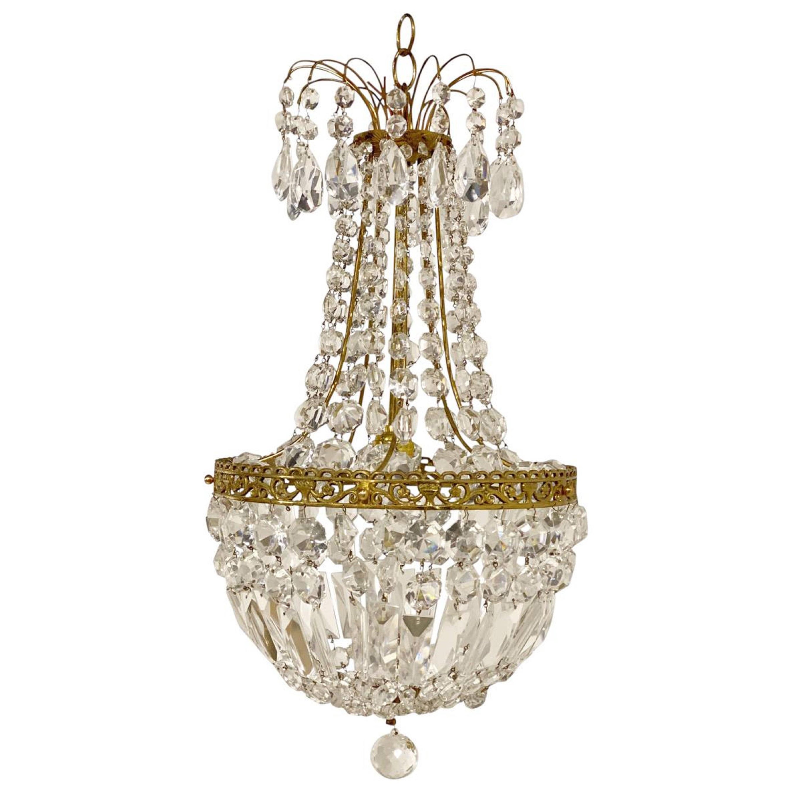1930s Small French Crystal Chandelier
