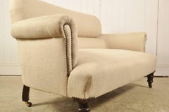 1930s Small French Linen Sofa