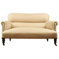 1930s Small French Linen Sofa