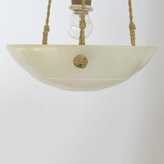 1930s Small Italian Art Deco Alabaster Ceiling Lamp