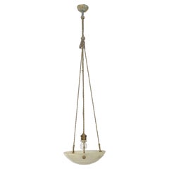 1930s Small Italian Art Deco Alabaster Ceiling Lamp