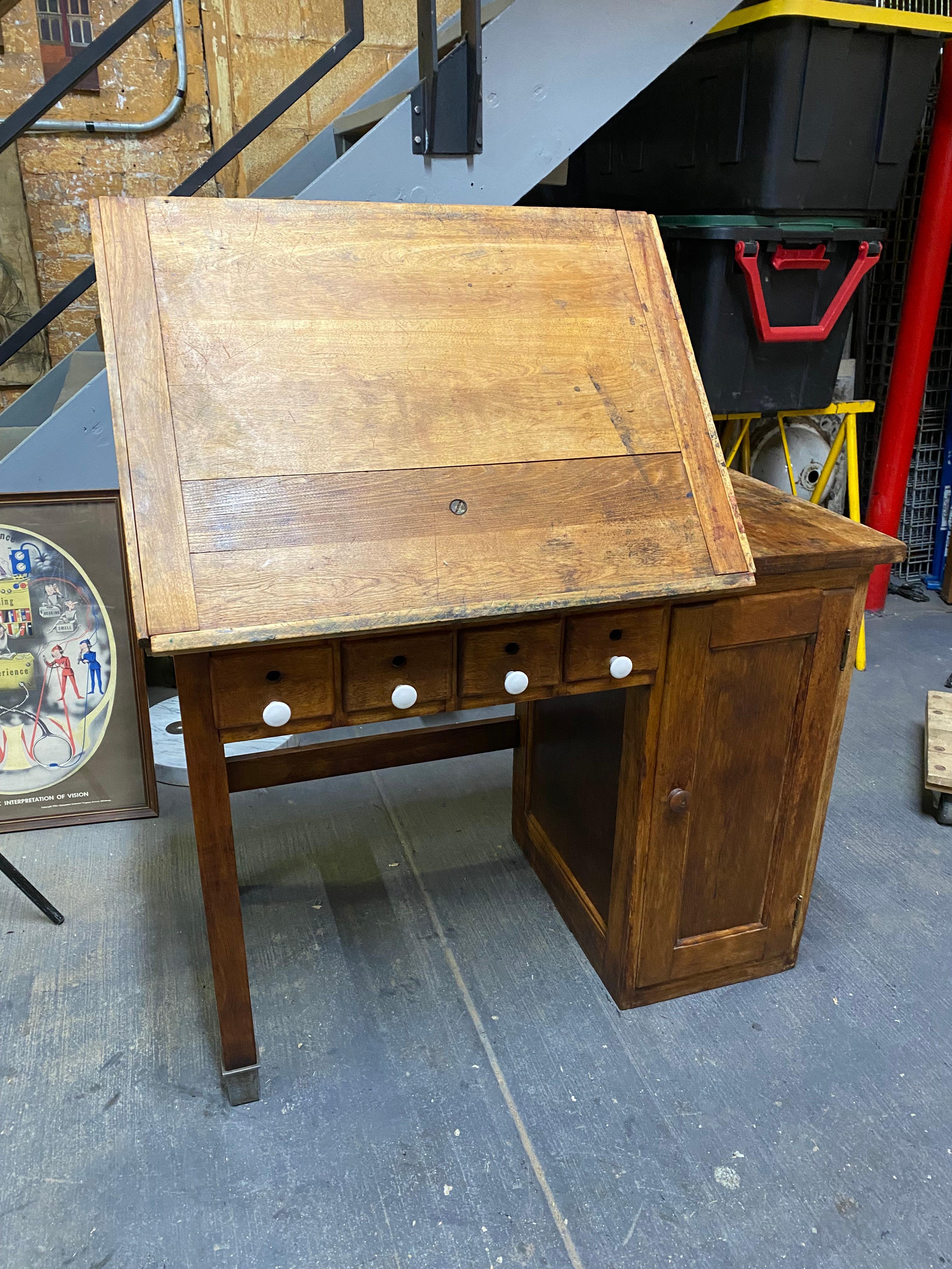antique drafting table with drawers