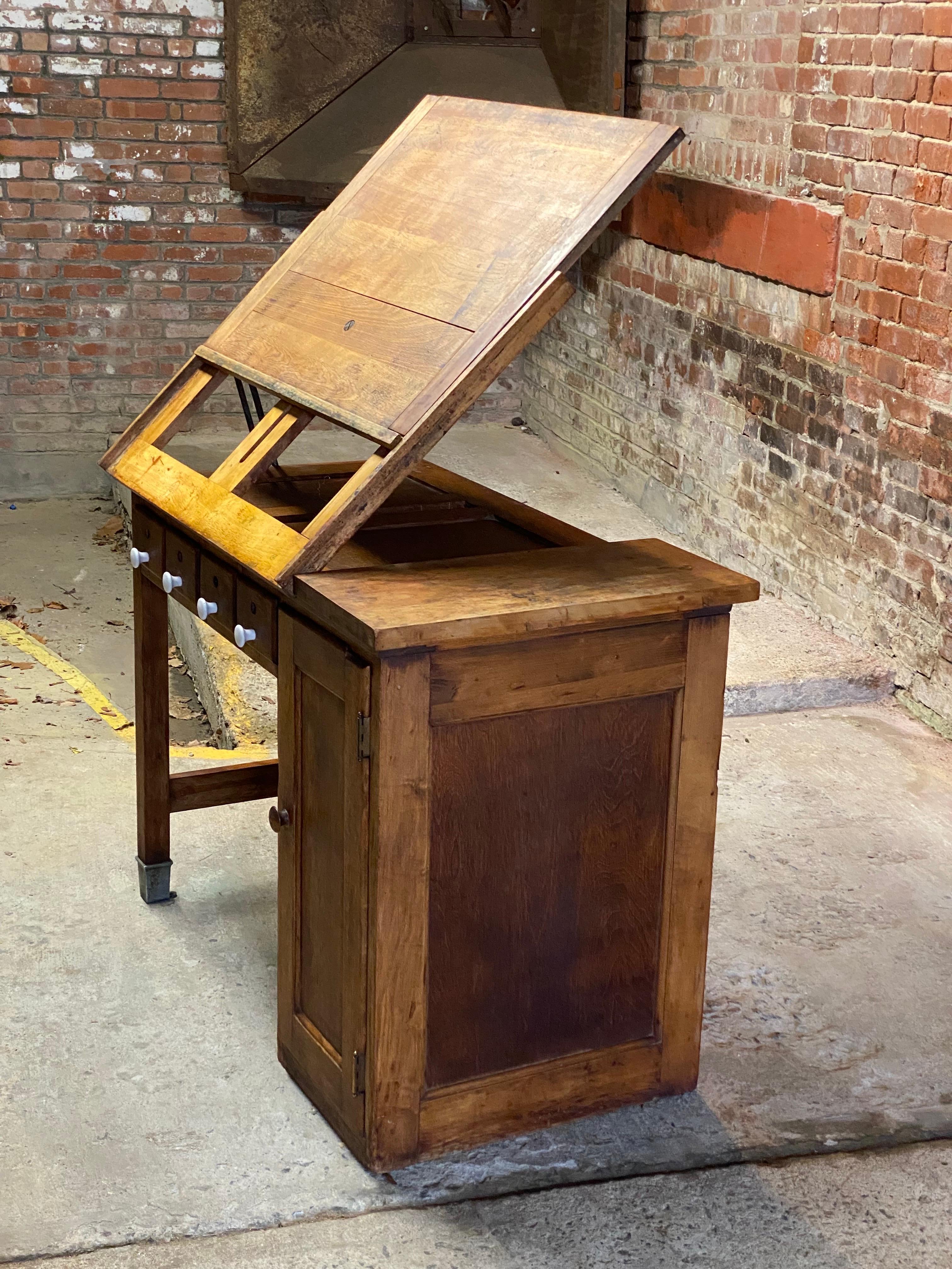 American 1930s Small Scale Industrial Drafting Table