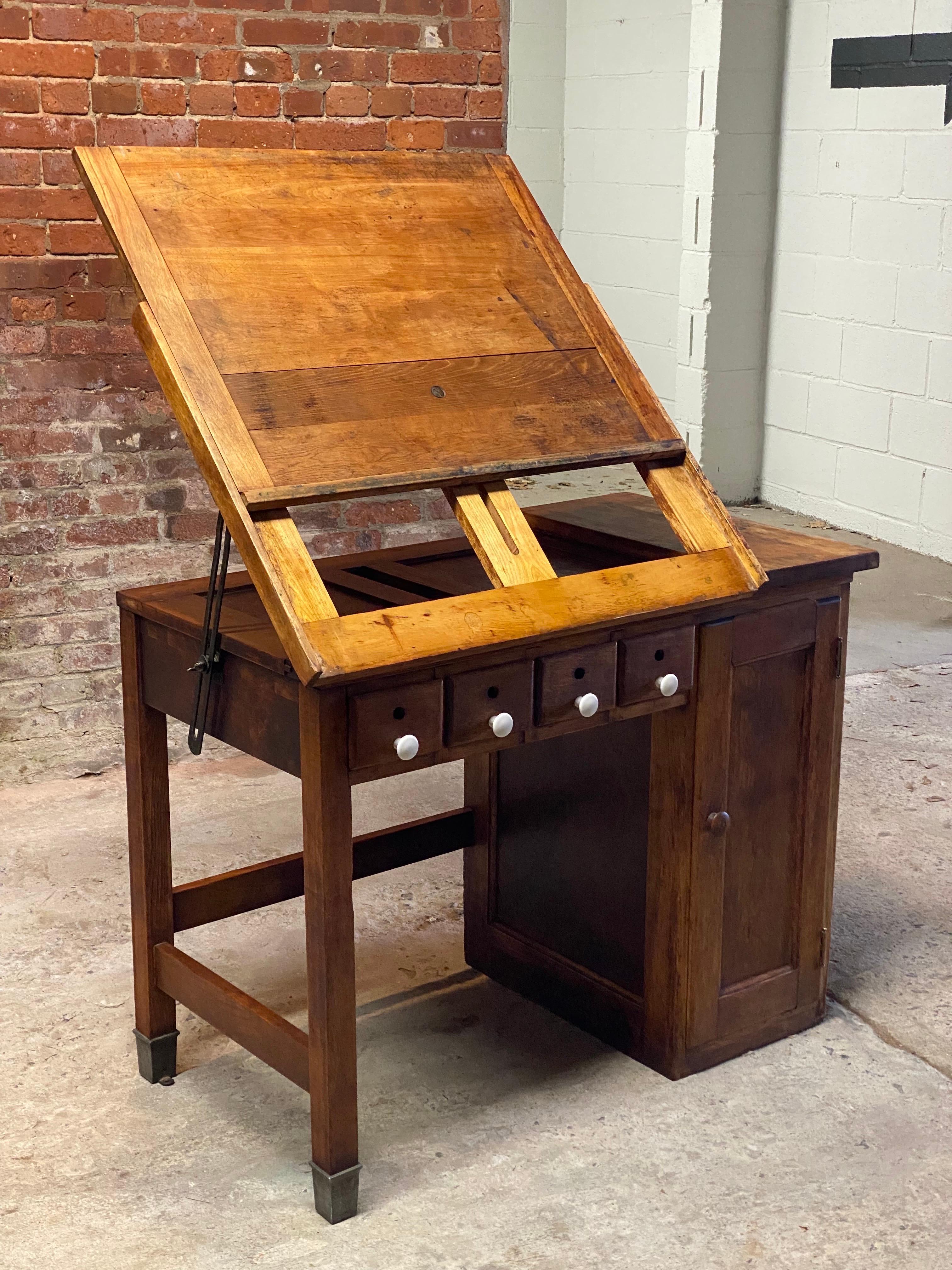 1930s Small Scale Industrial Drafting Table In Good Condition In Garnerville, NY
