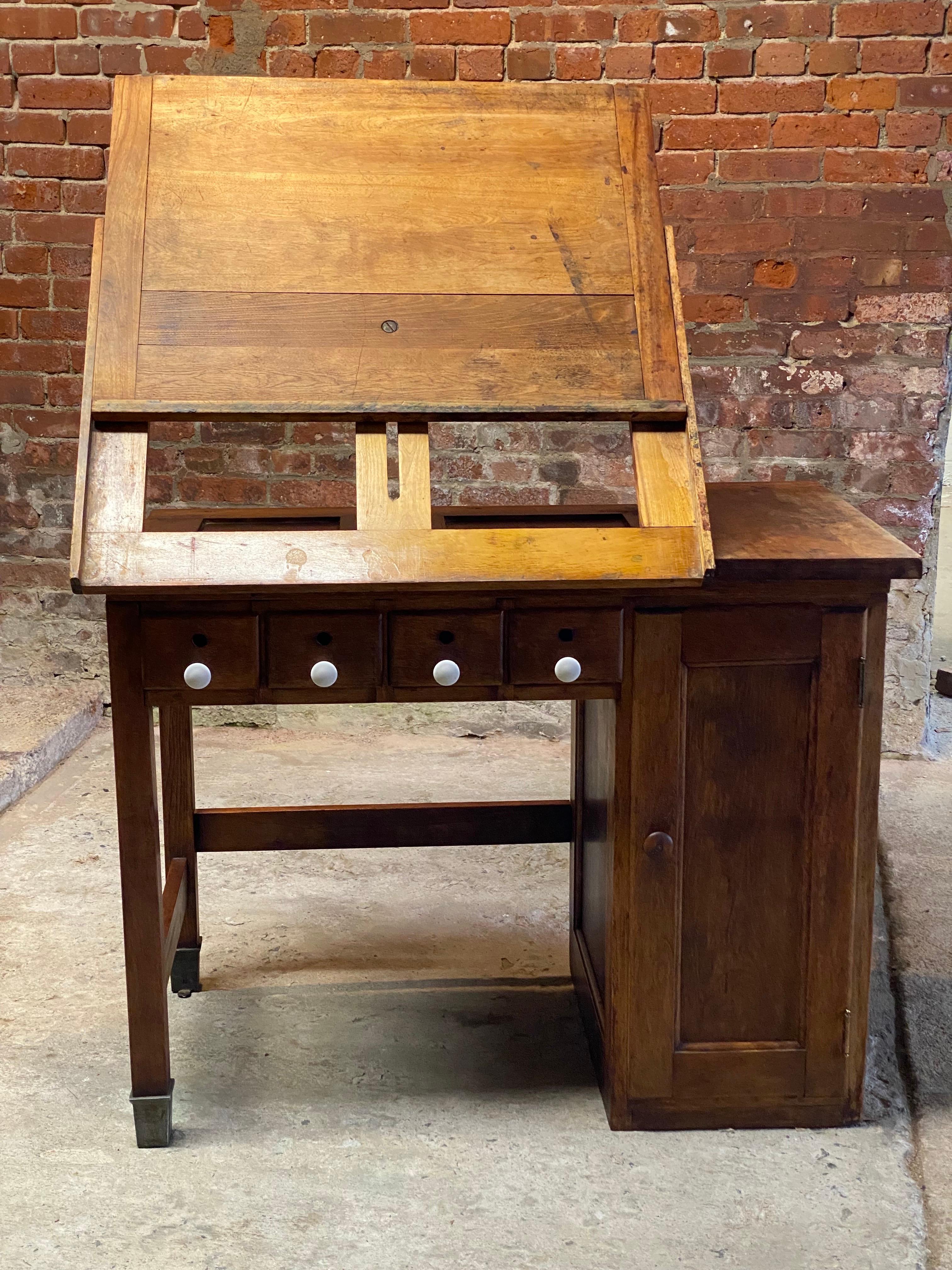 American 1930s Small Scale Industrial Drafting Table For Sale