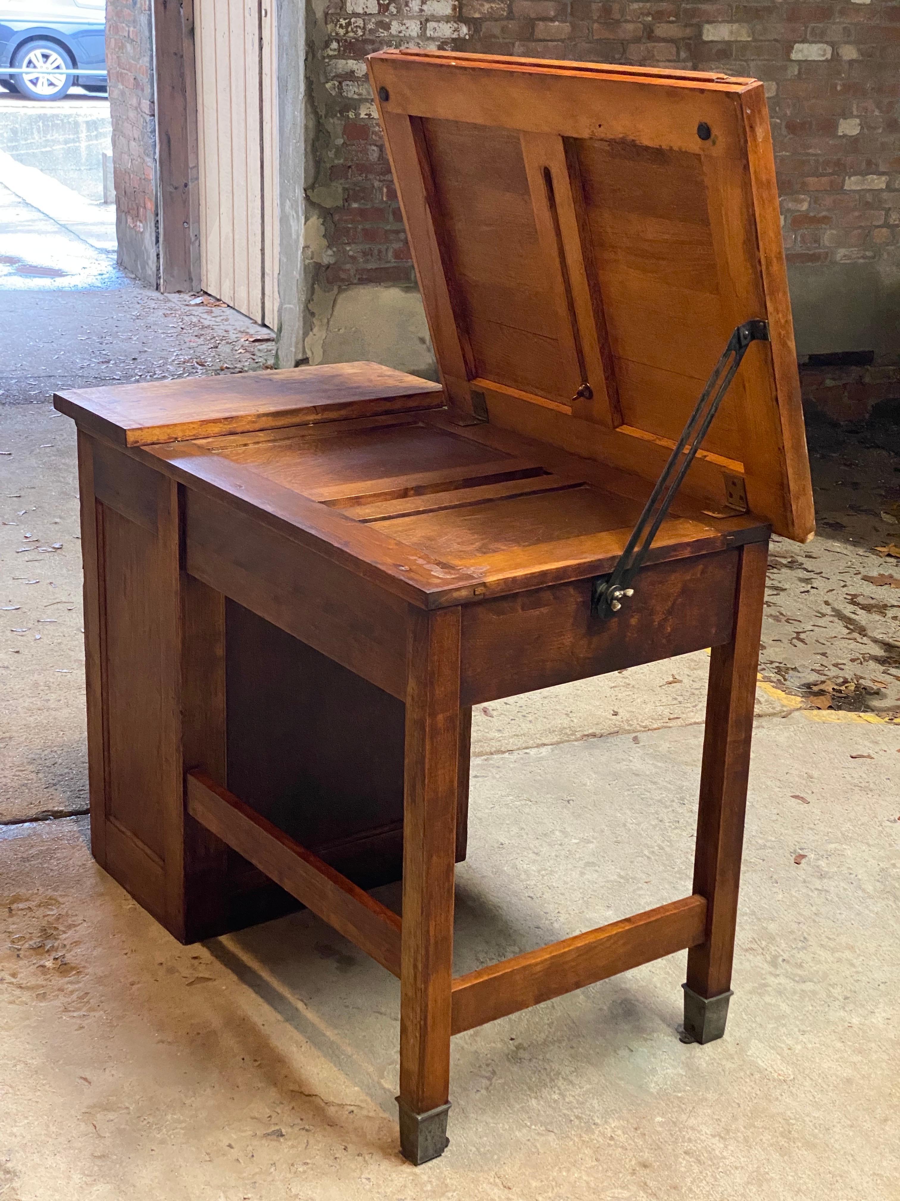 1930s Small Scale Industrial Drafting Table In Good Condition For Sale In Garnerville, NY