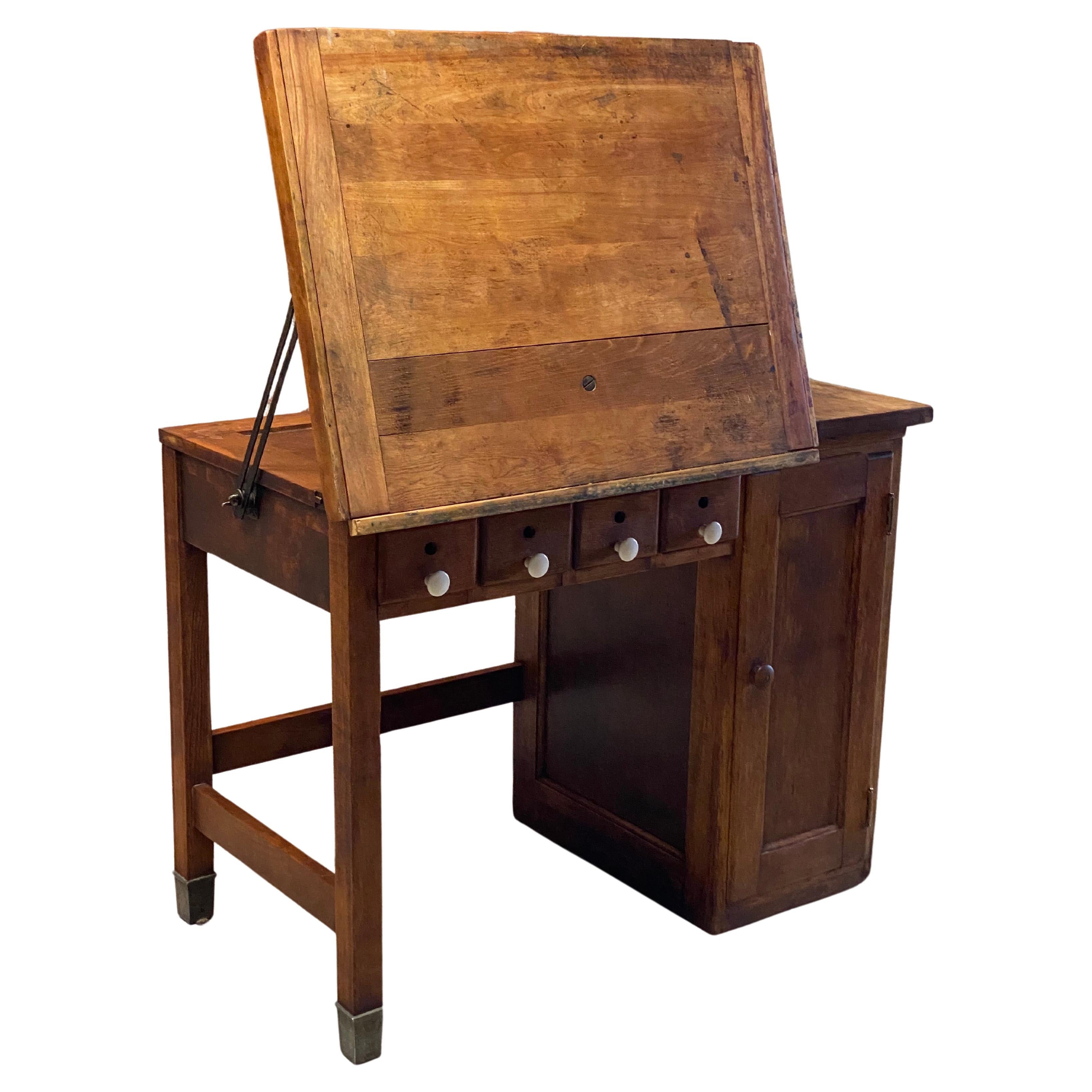 1930s Small Scale Industrial Drafting Table For Sale