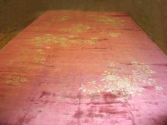 1930er Jahre Soft Pink Minimalist Antike Chinesisch Art Deco Teppich 11'9" x 21'4" Teppich
