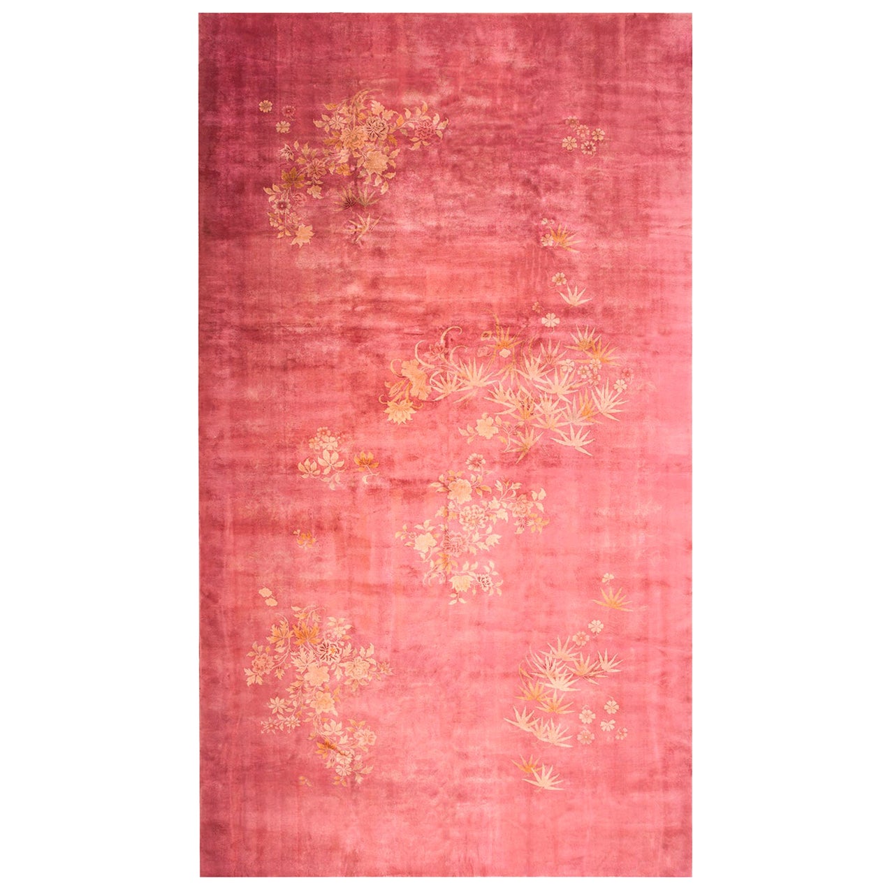 1930s Soft Pink Minimalist Antique Chinese Art Deco Rug 11
9" x 21
4" Carpet For Sale