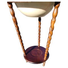 1930s Solid Mahogany Barley Twist Wash Stand with Mirror w Candlesticks