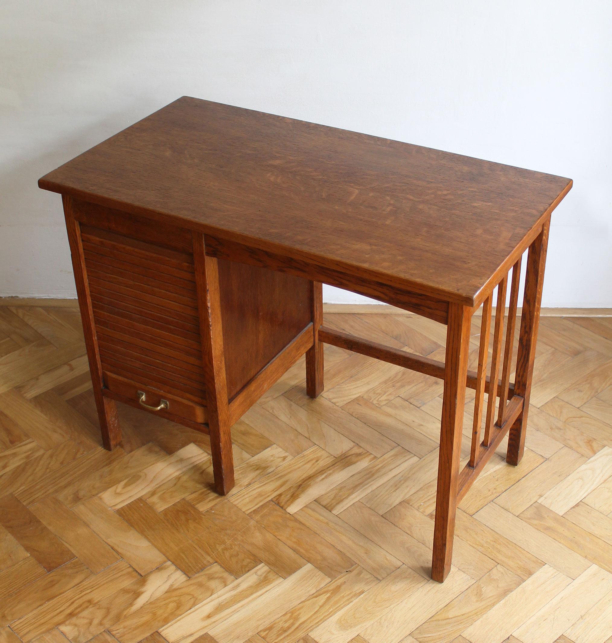 Lacquered 1930's Solid Oak 'Jerry' Child Desk For Sale