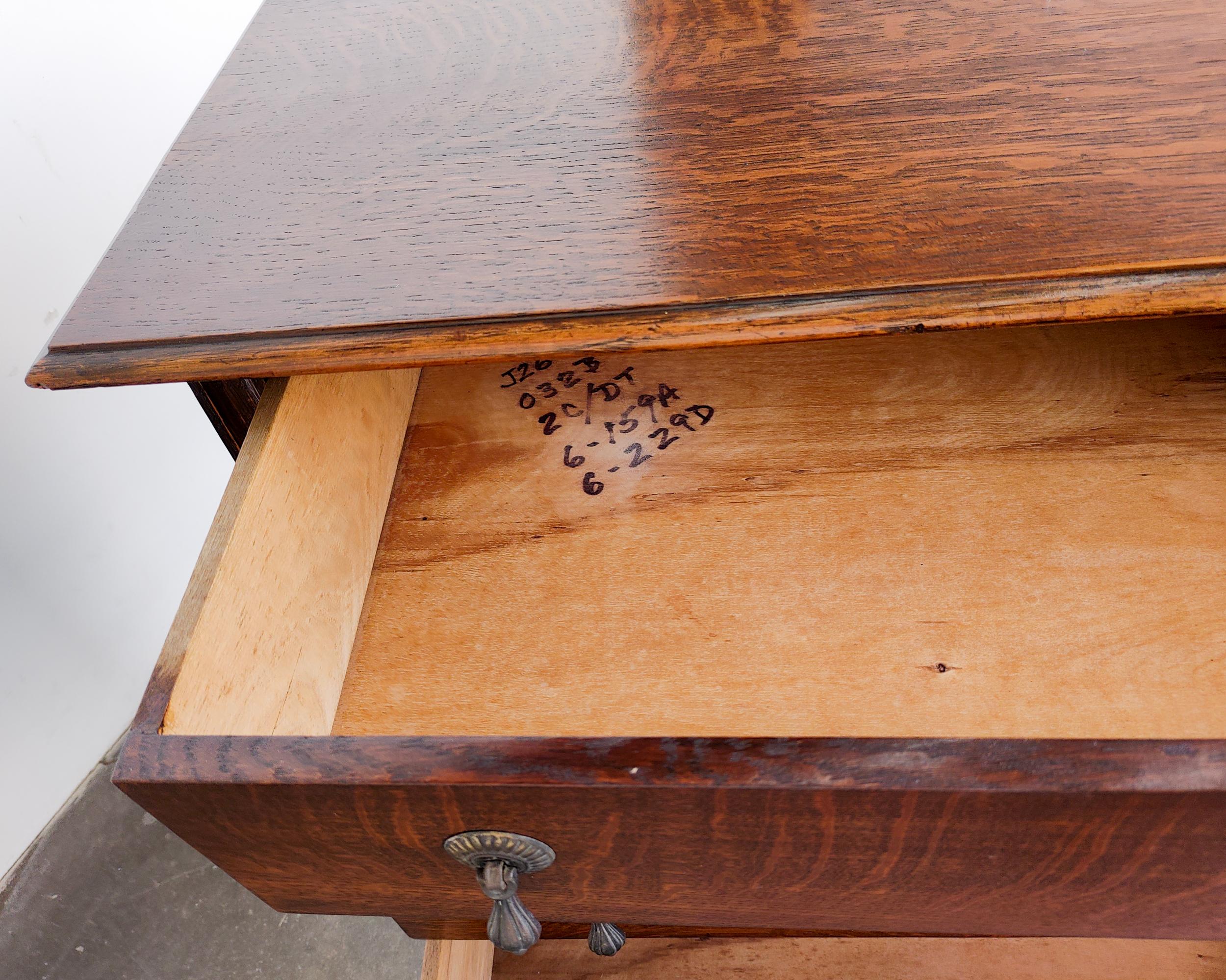 1930s Solid Tiger Oak Chest of Three Drawers 5