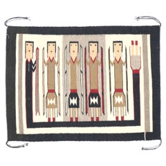 Tappeto pittorico in stile Navajo di Yébîchai Yei Bi Chei con stile nativo americano