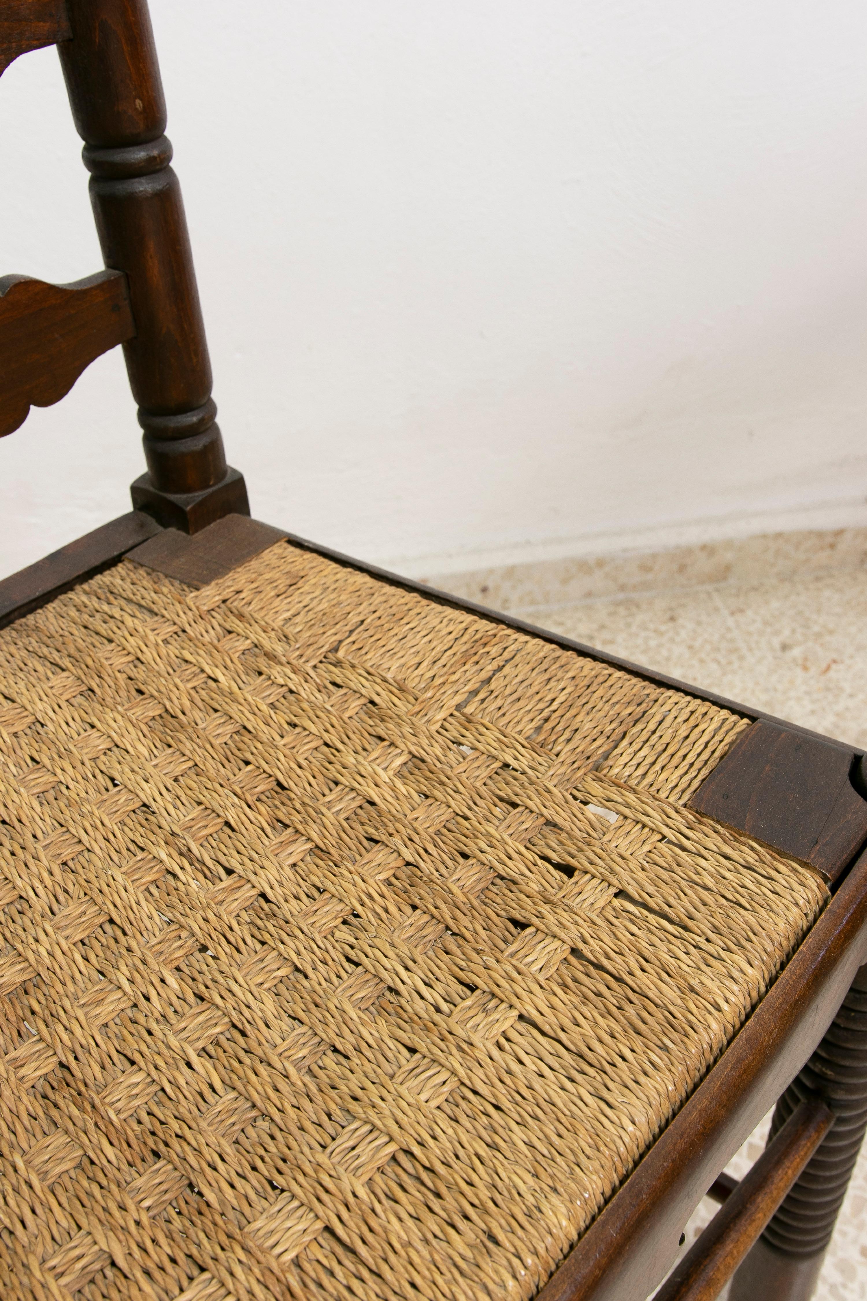 1930's Spanish Andalusian Flamenco Set of 8-Chairs & 2-Armchairs with Bulrush Seats en vente 7