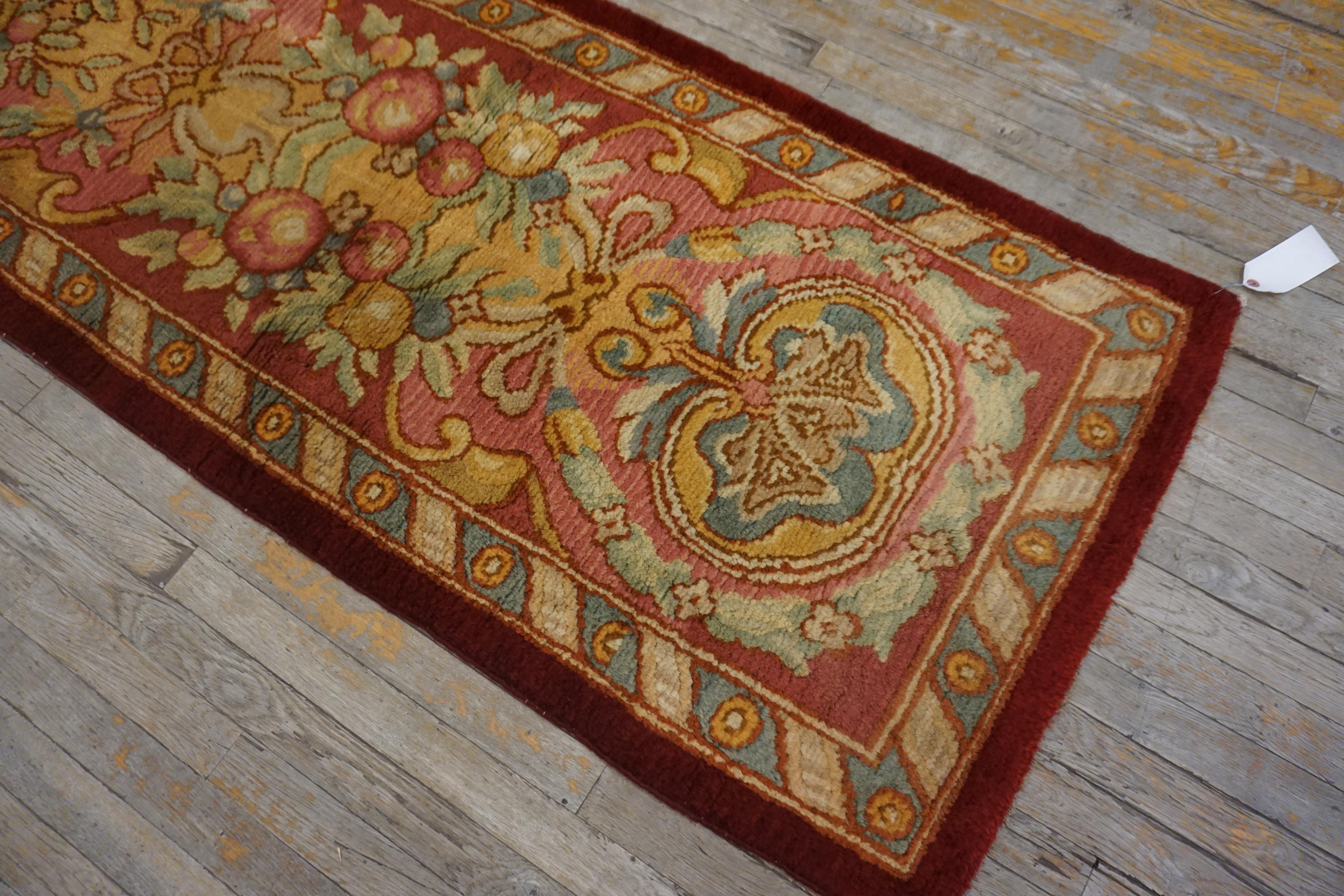 Hand-Knotted 1930s Spanish Carpet ( 2'10'' x 13' - 85 x 395 ) For Sale