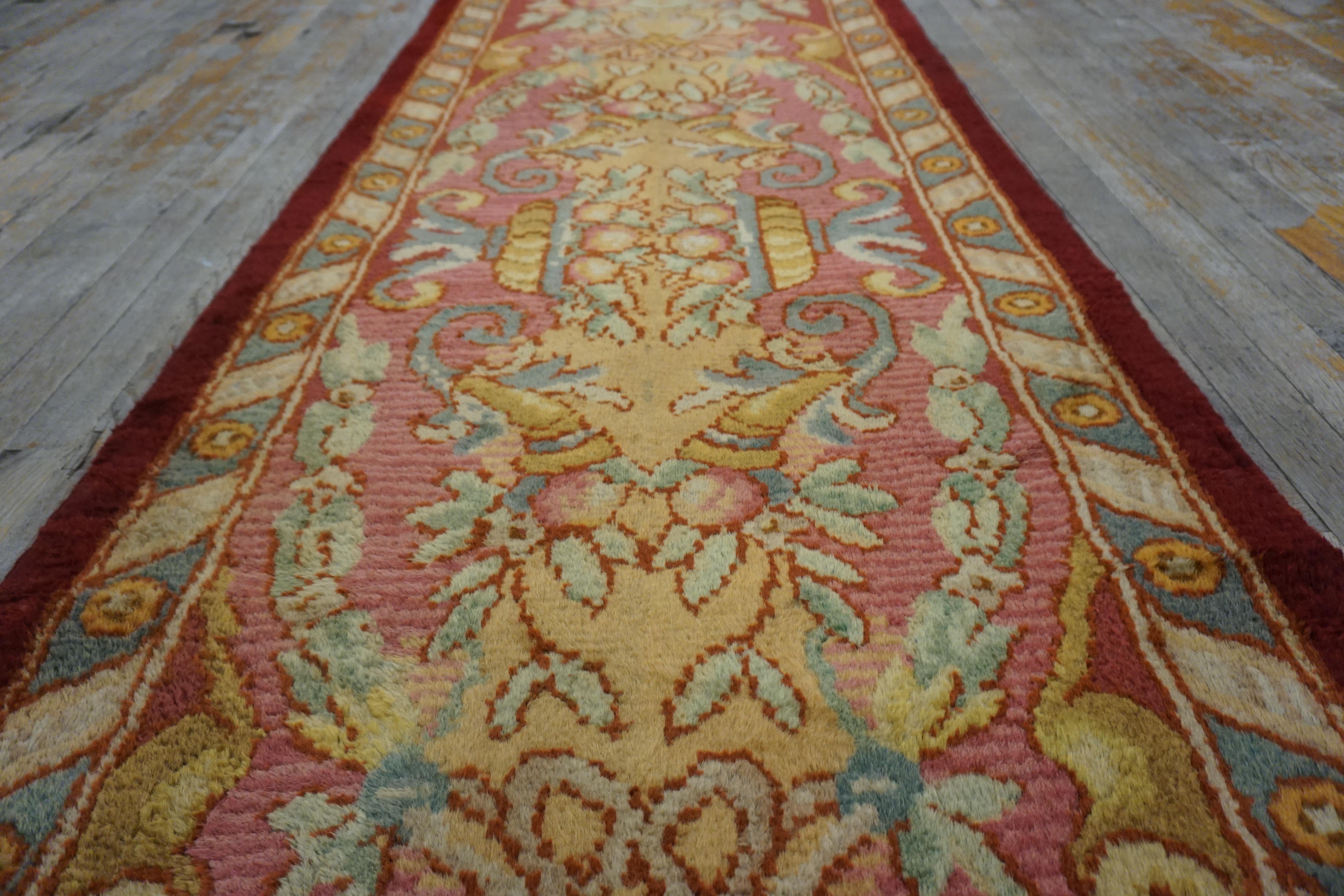 Wool 1930s Spanish Carpet ( 2'10'' x 13' - 85 x 395 ) For Sale