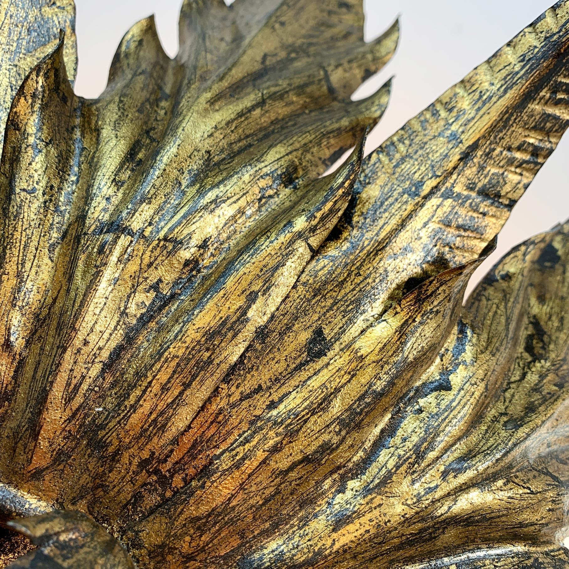 1930’s Spanish Gilt Sunburst Flush Mount Ceiling Light For Sale 5