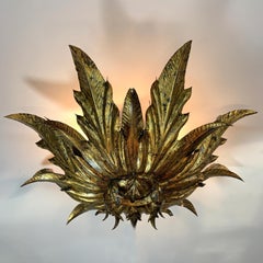 Plafoniera a incasso spagnola dorata del 1930