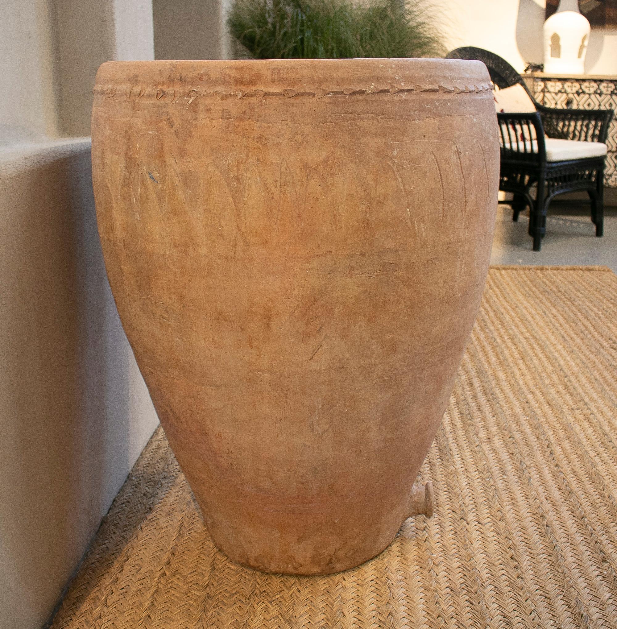 20th Century 1930s Spanish Handmade Large Terracotta Ceramic Wine Jar