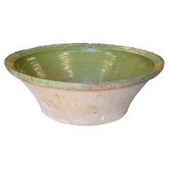 Ciotola grande in ceramica smaltata verde "Lebrillo" spagnola del 1930