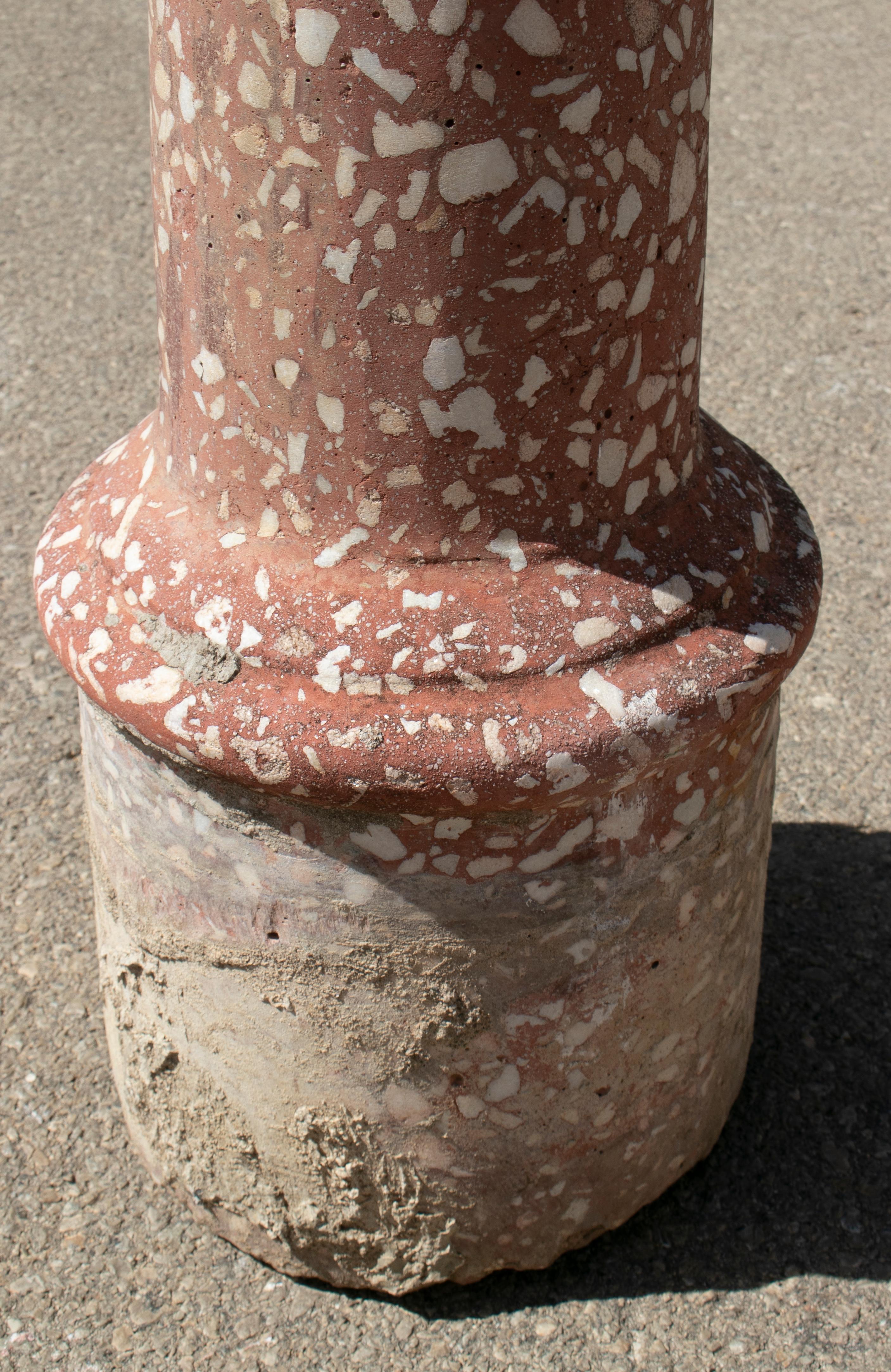 1930s Spanish Reconstituted Stone Red Drinking Fountain 3