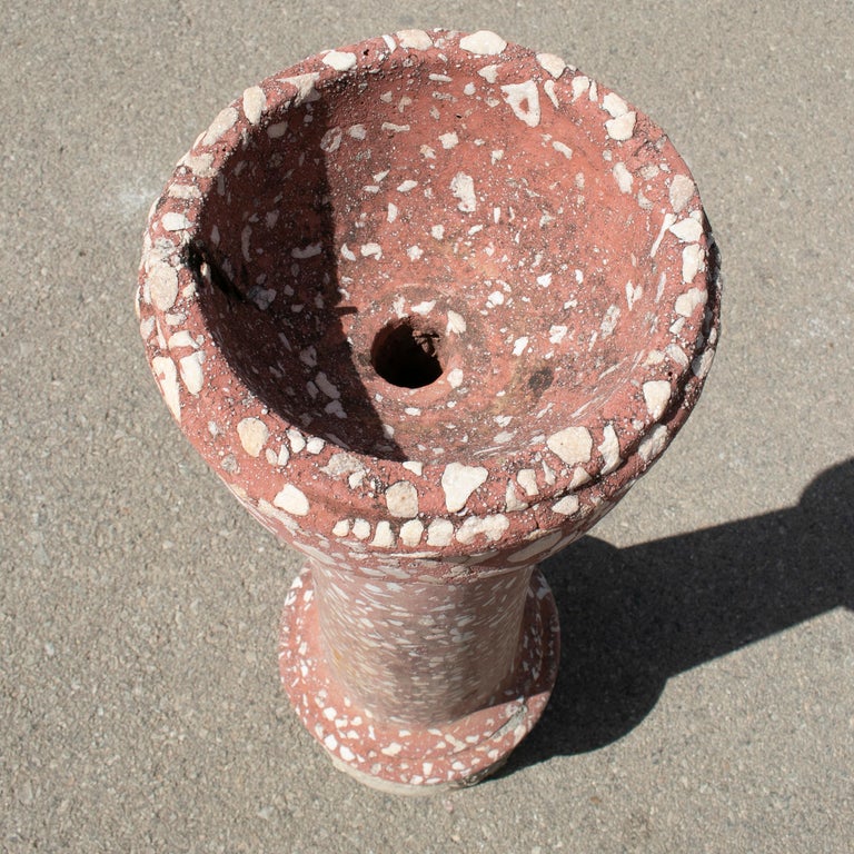 1930s Spanish Reconstituted Stone Red Drinking Fountain For Sale at