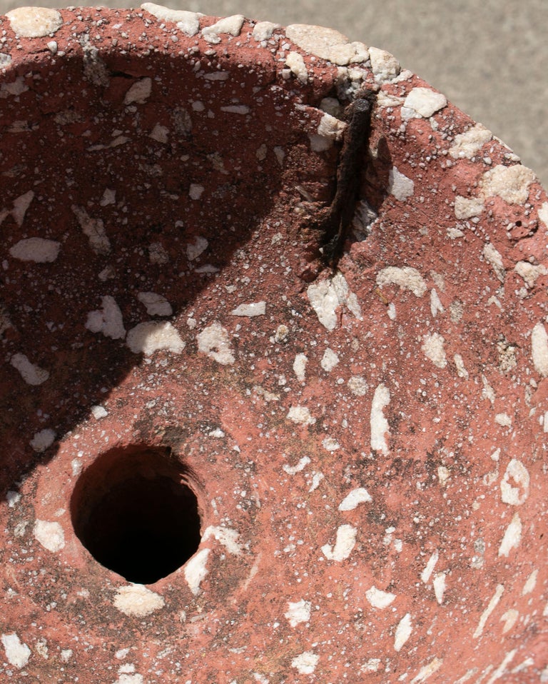 1930s Spanish Reconstituted Stone Red Drinking Fountain For Sale at