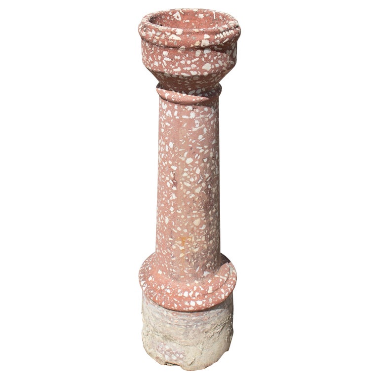 1930s Spanish Reconstituted Stone Red Drinking Fountain For Sale at
