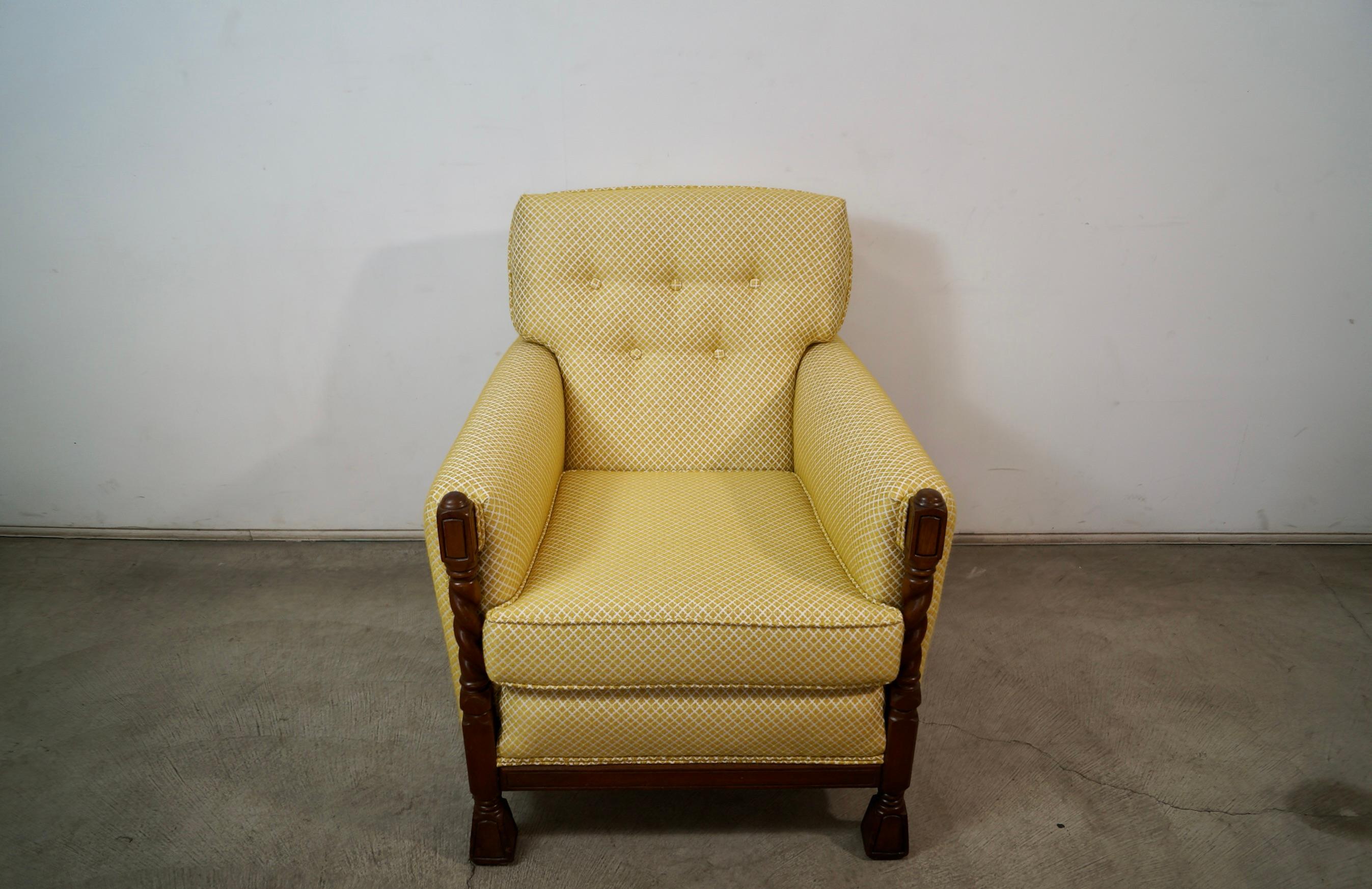Américain Fauteuil de salon Barley Twist de style néo-espagnol des années 1930 en vente