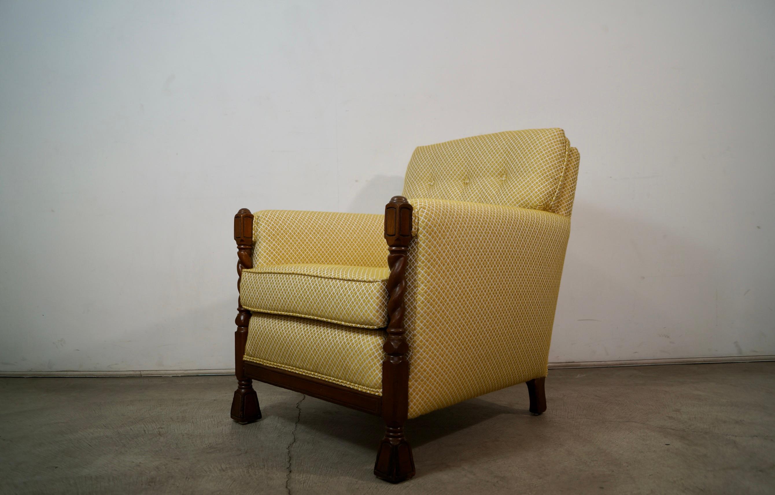 Milieu du XXe siècle Fauteuil de salon Barley Twist de style néo-espagnol des années 1930 en vente