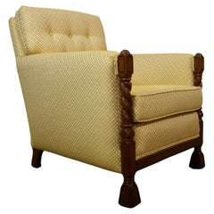 Sedia da salotto Barley Twist del 1930 in stile revival spagnolo