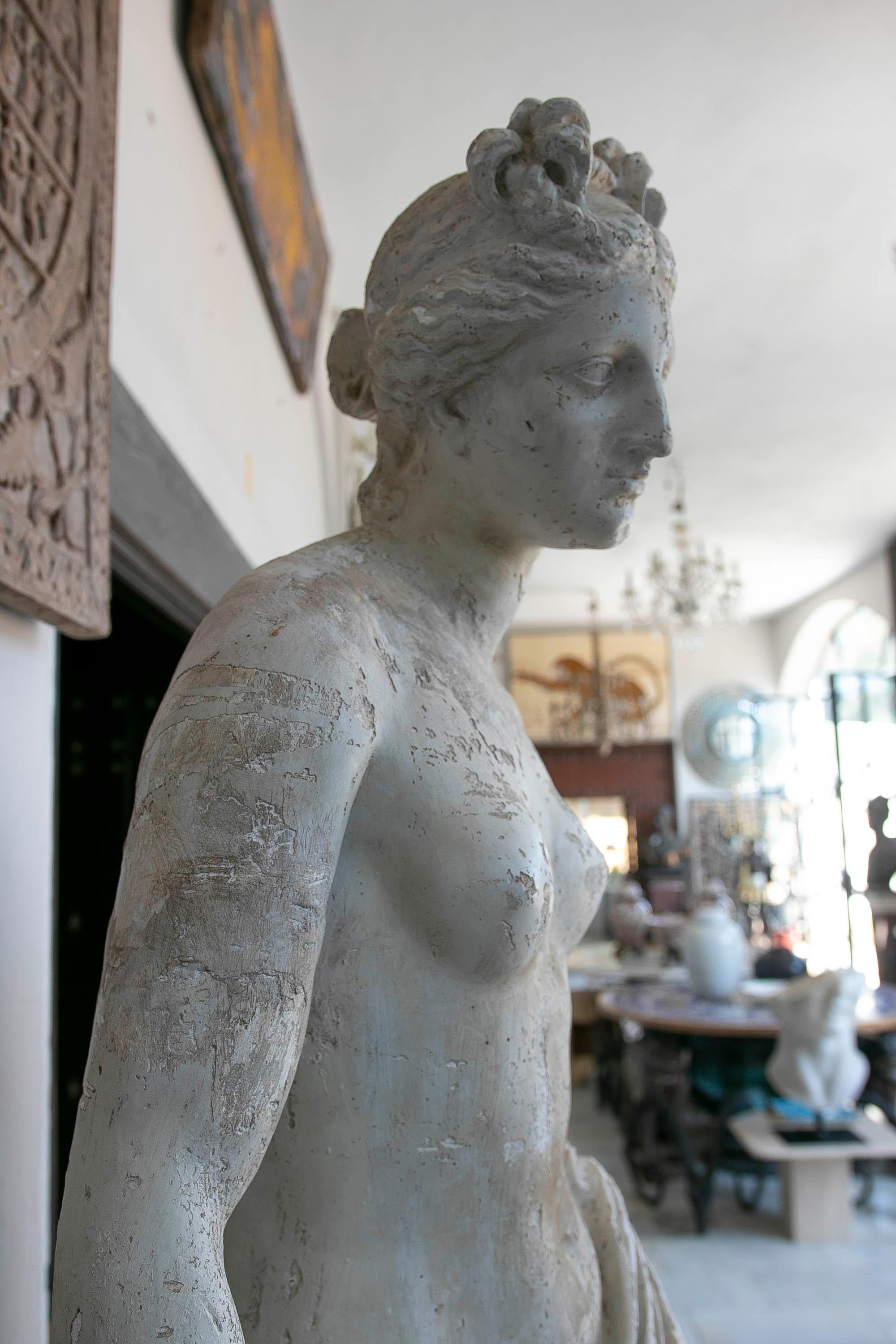 1930s Spanish Stucco Sculpture on a Stone Base 8