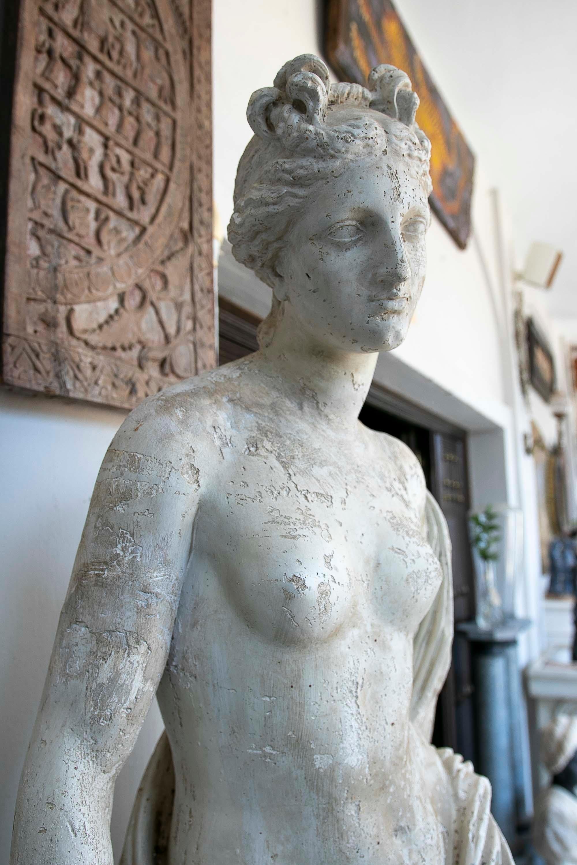 1930s Spanish Stucco Sculpture on a Stone Base 3