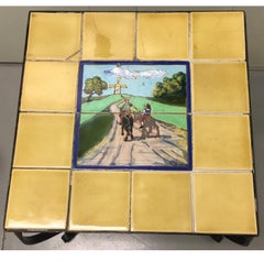 1930s Spanish Tile-Top Wrought Iron Side Table