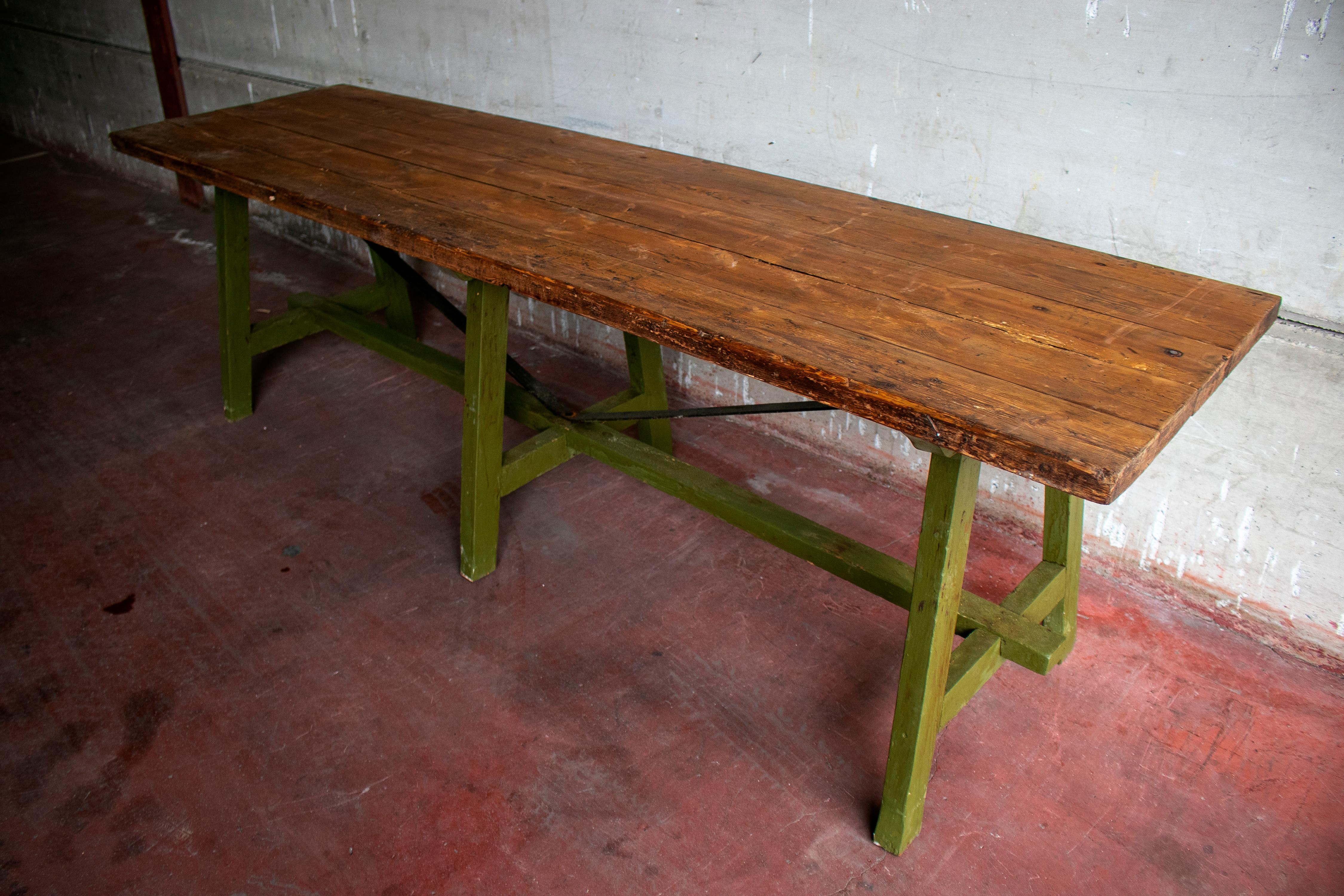 1930s Spanish Wooden Industrial Table from Old Bakery In Good Condition In Marbella, ES