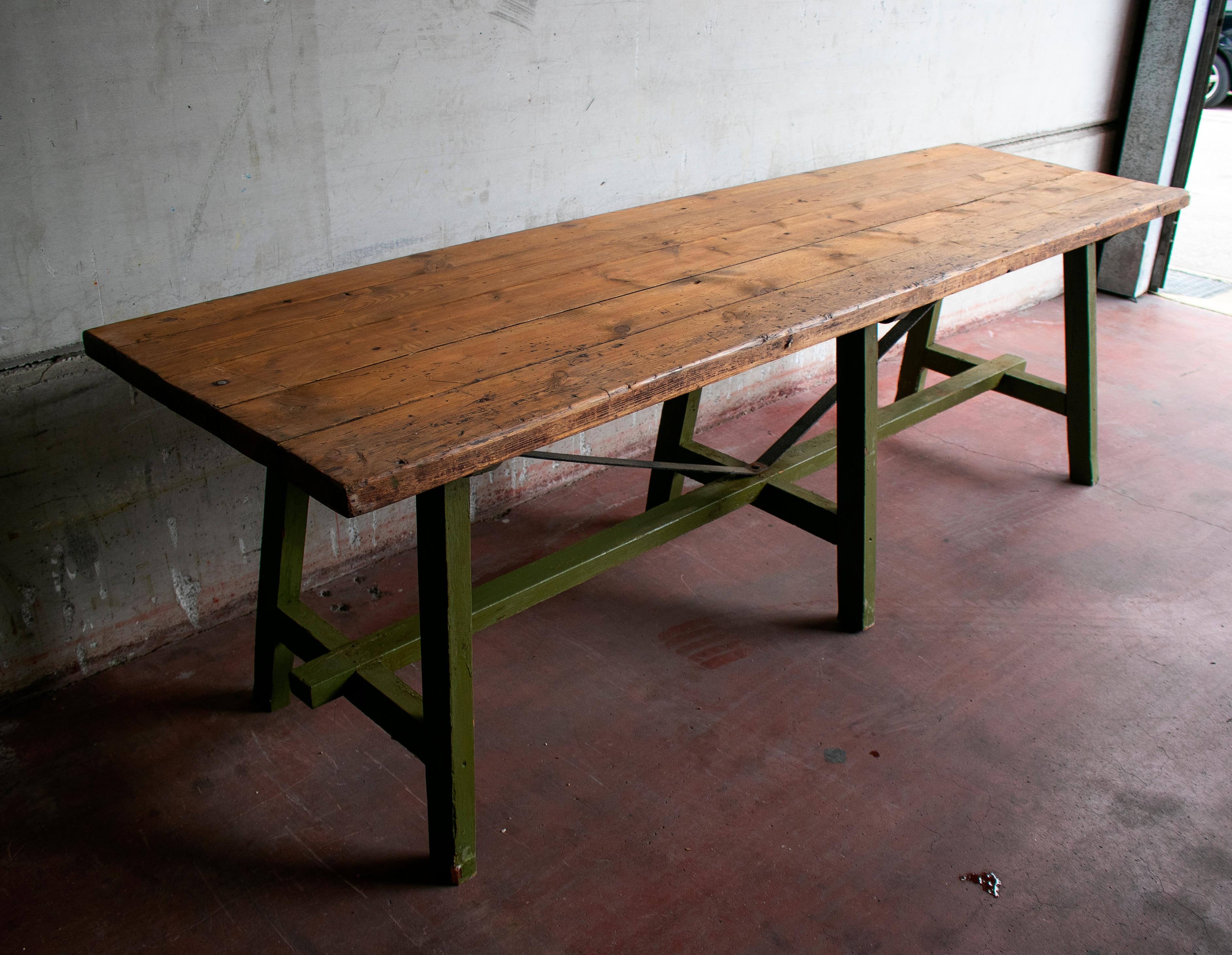 20th Century 1930s Spanish Wooden Industrial Table from Old Bakery