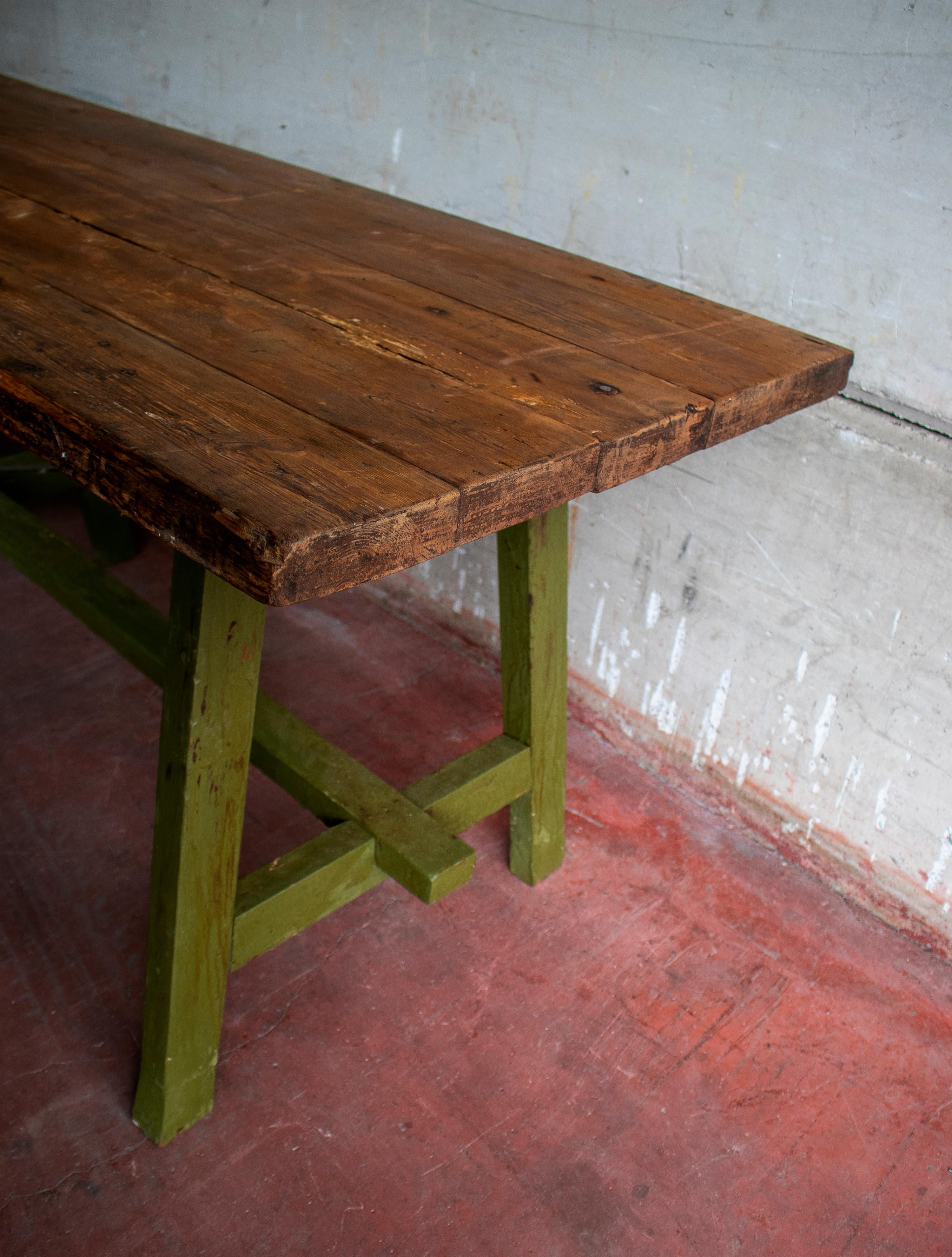 1930s Spanish Wooden Industrial Table from Old Bakery 2