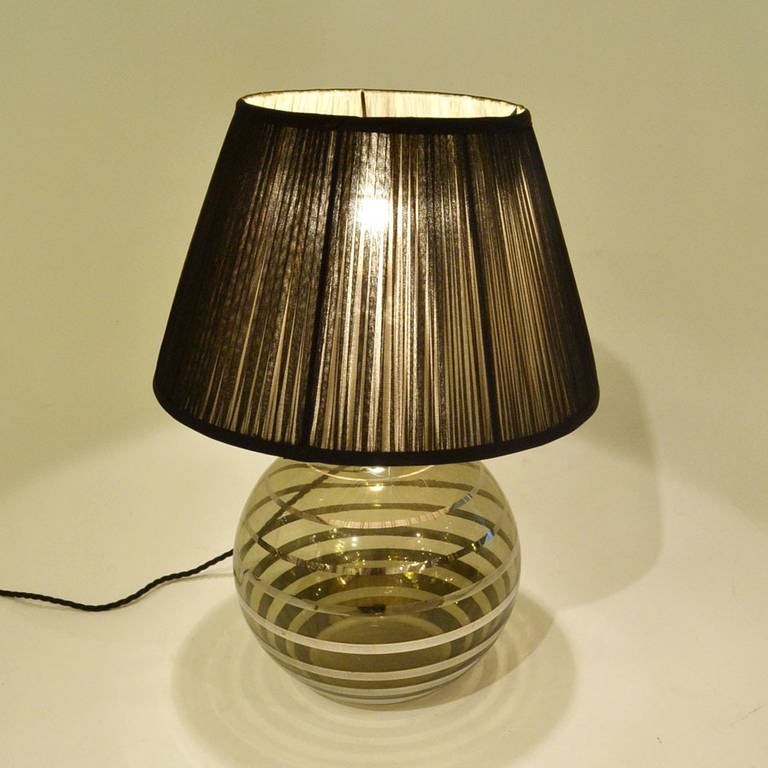 Glass Art Deco Table Lamp With Black, Glass Table Lamp With Black Shade