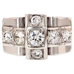 Splendide bague Art dco franaise des annes 1930 en platine et diamants