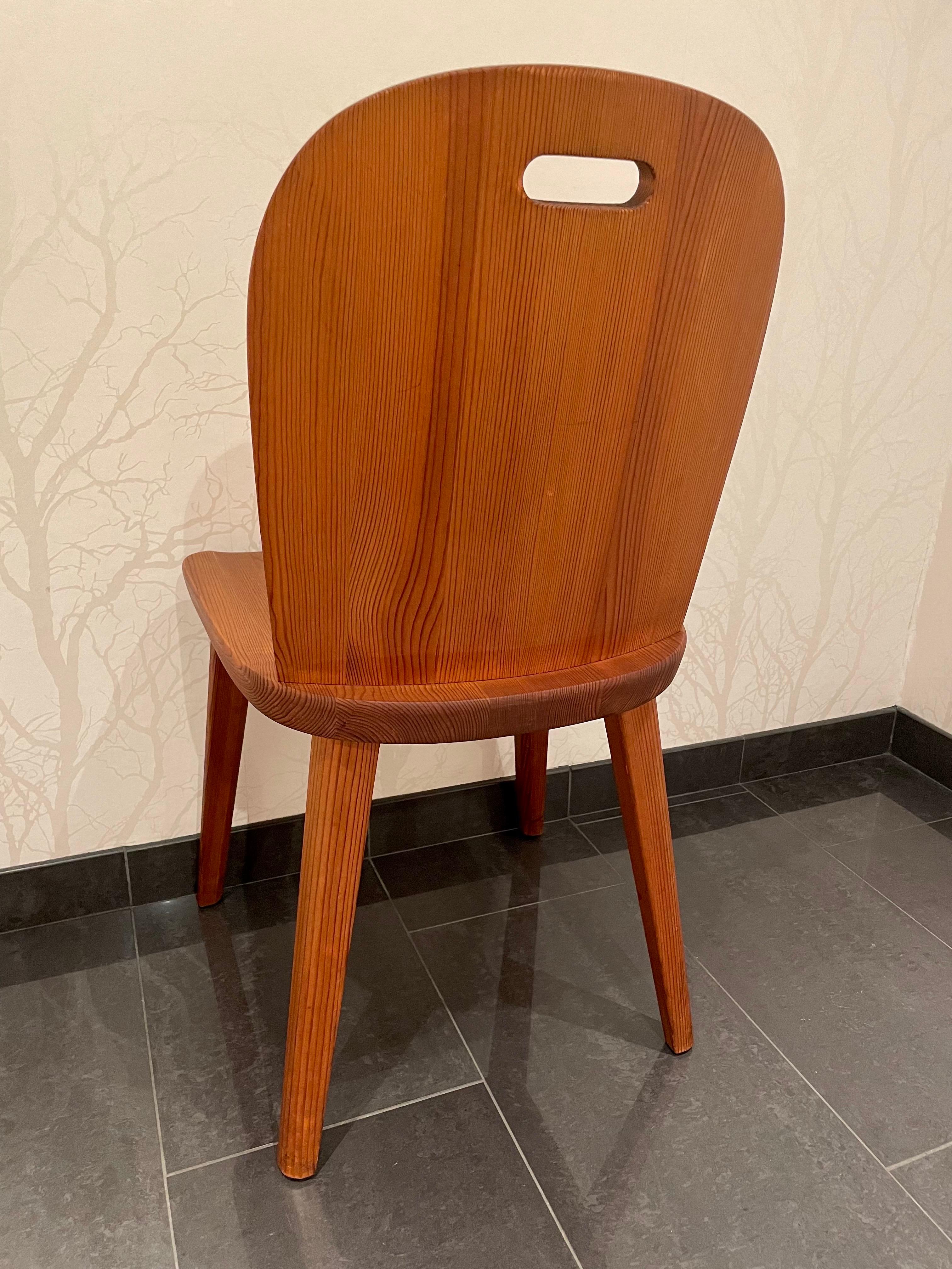 Hand-Carved 1930s Sport Cabin Solid Pine Chairs in Axel Einar Hjorth Style by Åby Möbler  For Sale