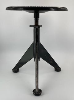 1930s Sputnik Black Vintage Industrial Workshop Low Stool Bakelite Steel