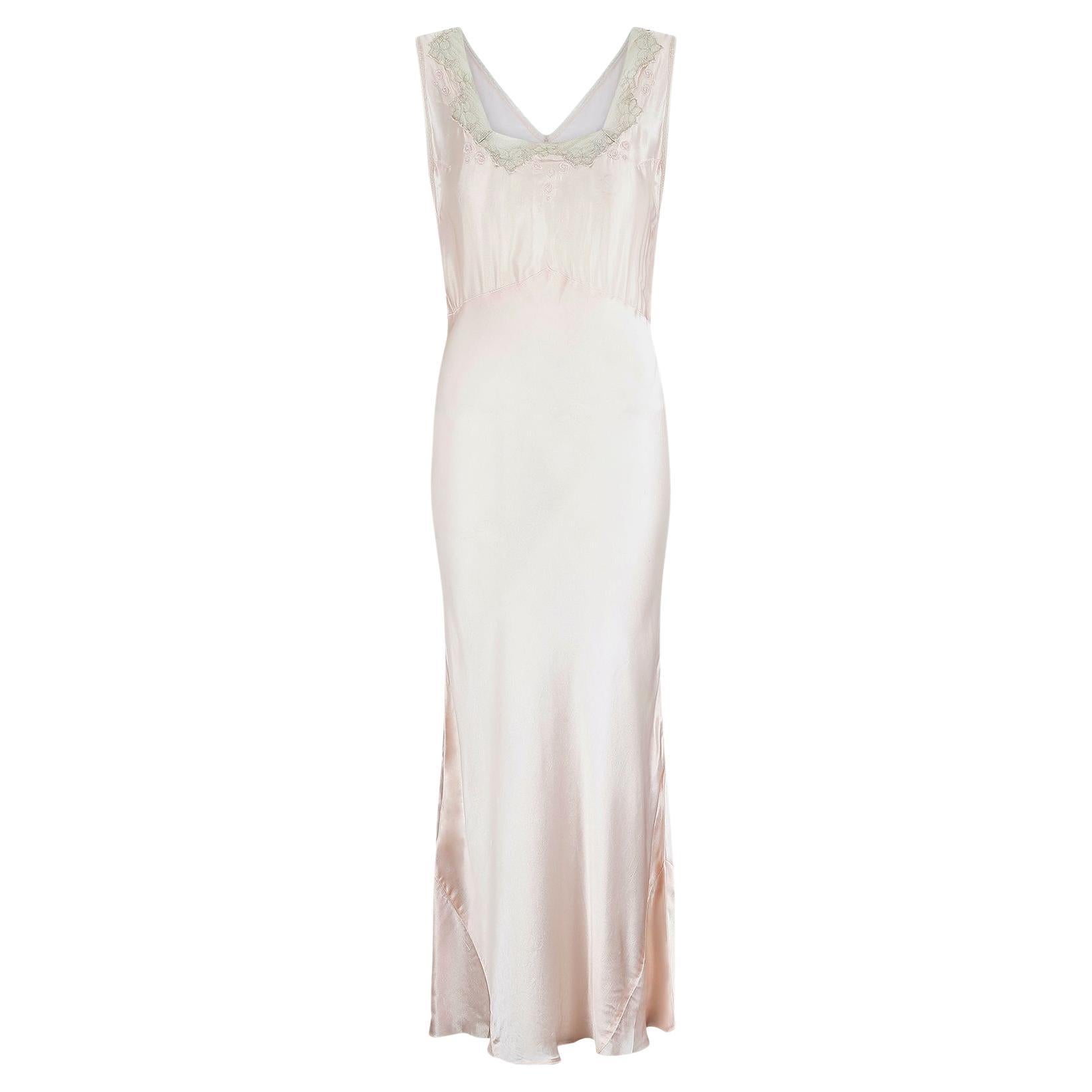 Vintage HANRO beautiful long Lace Cotton white gown, slip size 38