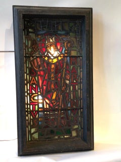 1930s Stained Glass Church Window of Saint Martin of Tours