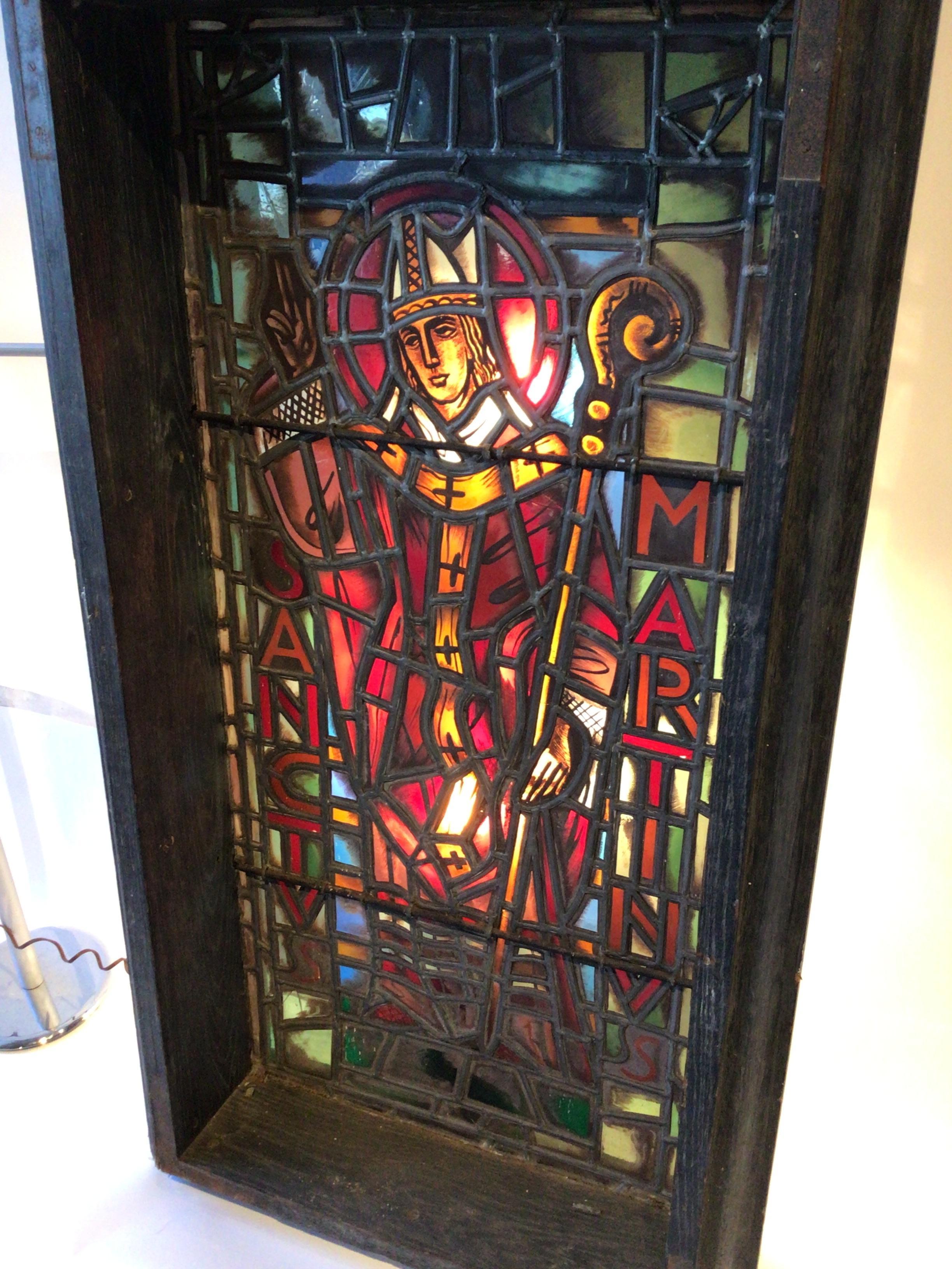 1930s Stained Glass Church Window of Saint Martin of Tours 2