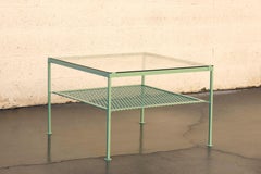 1930s Steel and Glass Square Patio Table, Refinished