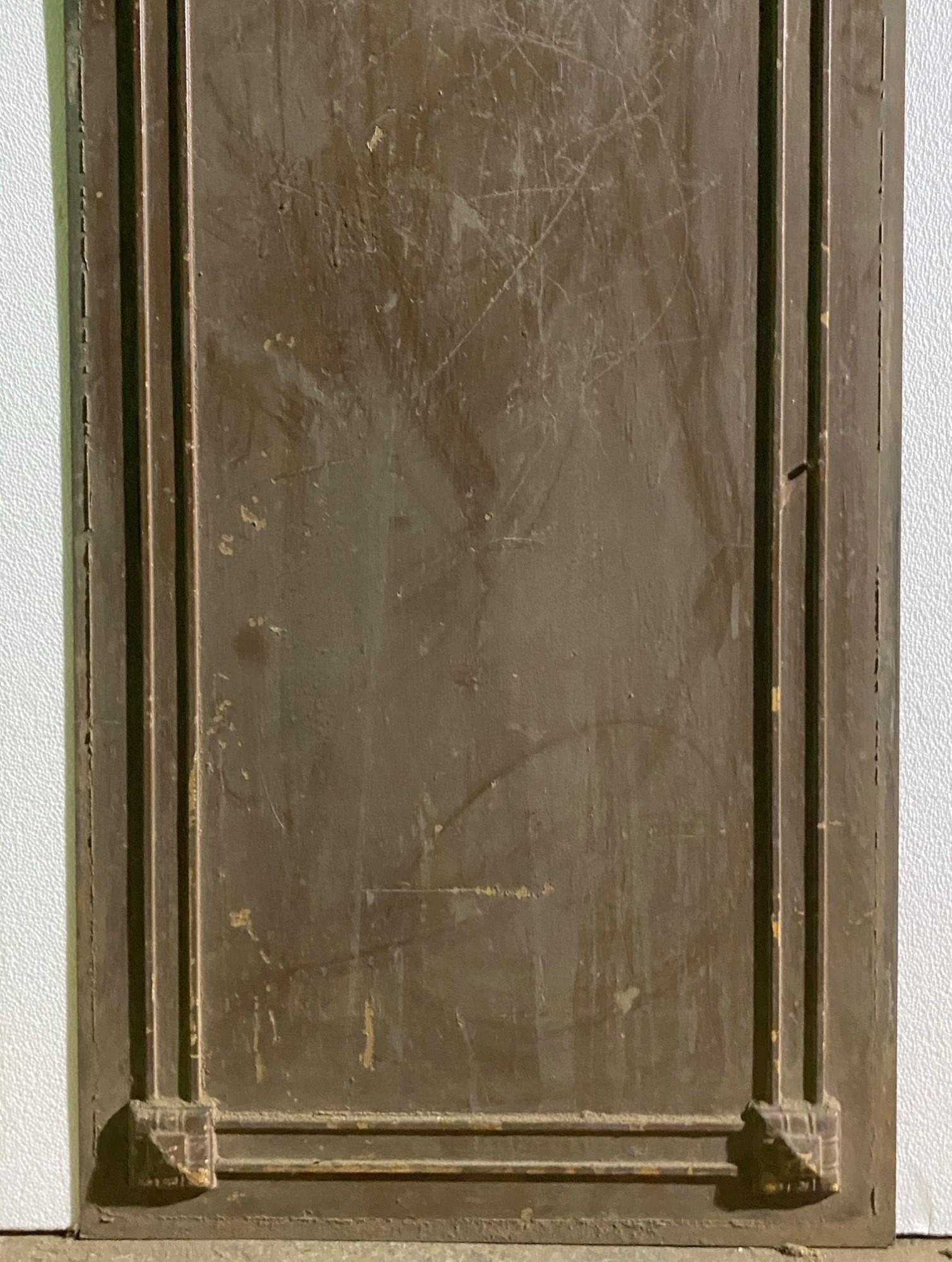 Industrial 1930s Steel Elevator Door with Bronze Details and Diamond Shaped Window