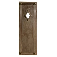 1930s Steel Elevator Door with Bronze Details and Diamond Shaped Window